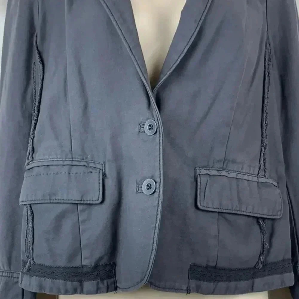 Anthropologie Hei Hei Delanie Smokey Blue Grey Button Down Blazer Jacket Size 6 - Picture 6 of 13